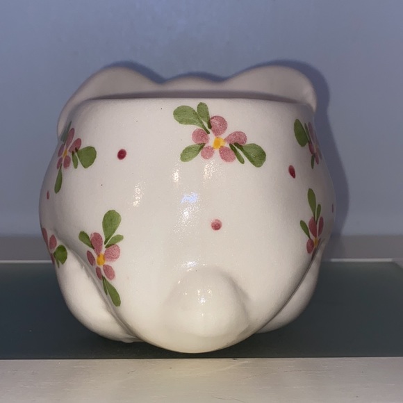 Vintage Avon Hand Painted Floral Glazed Ceramic Bunny Planter/Candle Holder-NIB - Picture 3 of 13